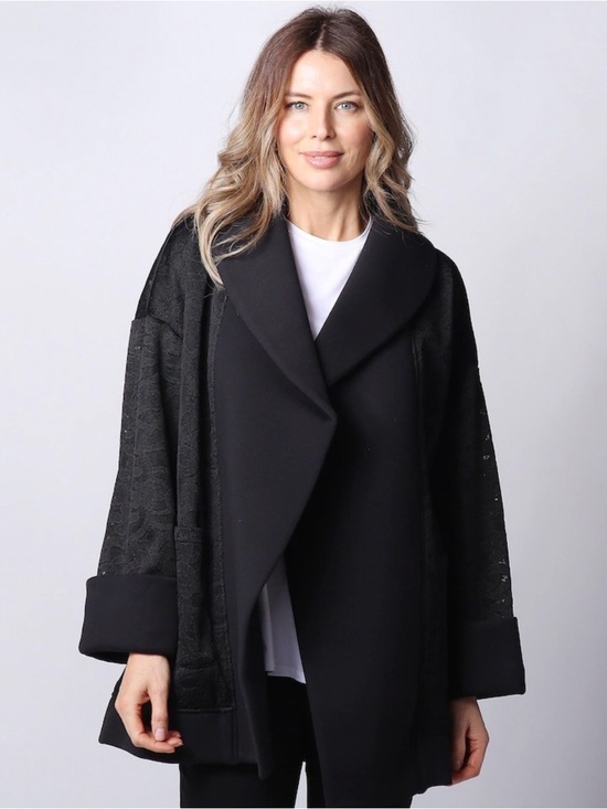 Wynne Layers Jackets & Blazers - Wynne Layers Lace Mesh Topper With Chiffon Lining Black Women’s Size Large
